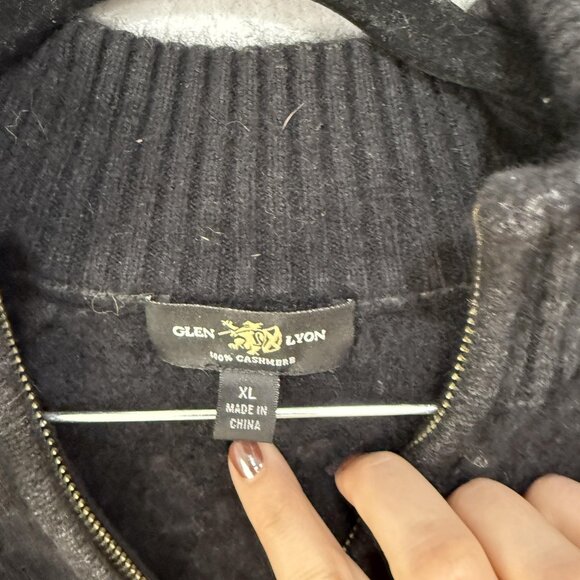 Glen Lyon Sweater Mens XL 100% Cashmere Full Zip Cardigan Mock Neck Pockets - Picture 5 of 9